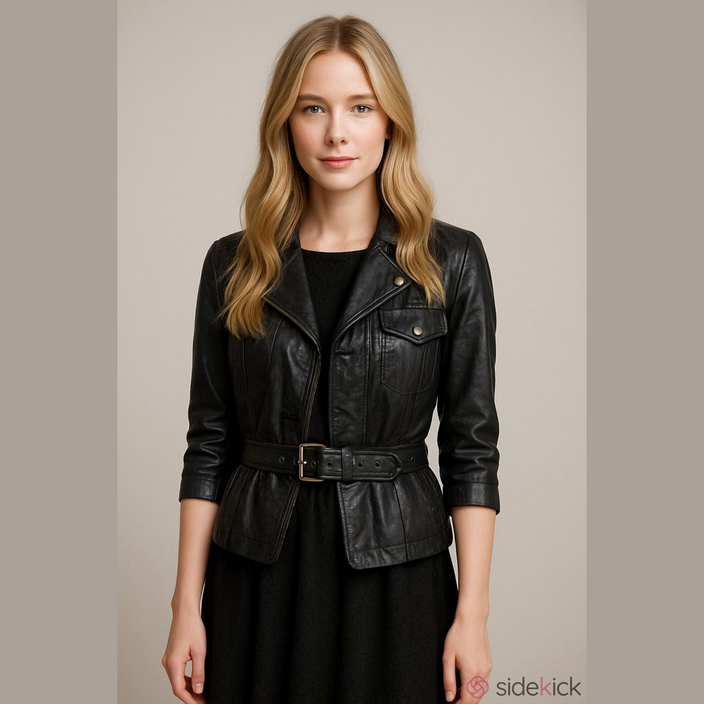 Black Rivet Leather Jacket Ladies Medium